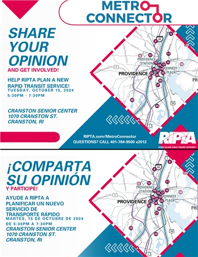 RIPTA Metro Connector Cranston Open House - Oct. 15th